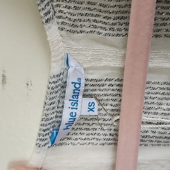 Blue Island subtle metallic rayon double slit swim cover up, women's XS - Picture 4 of 10